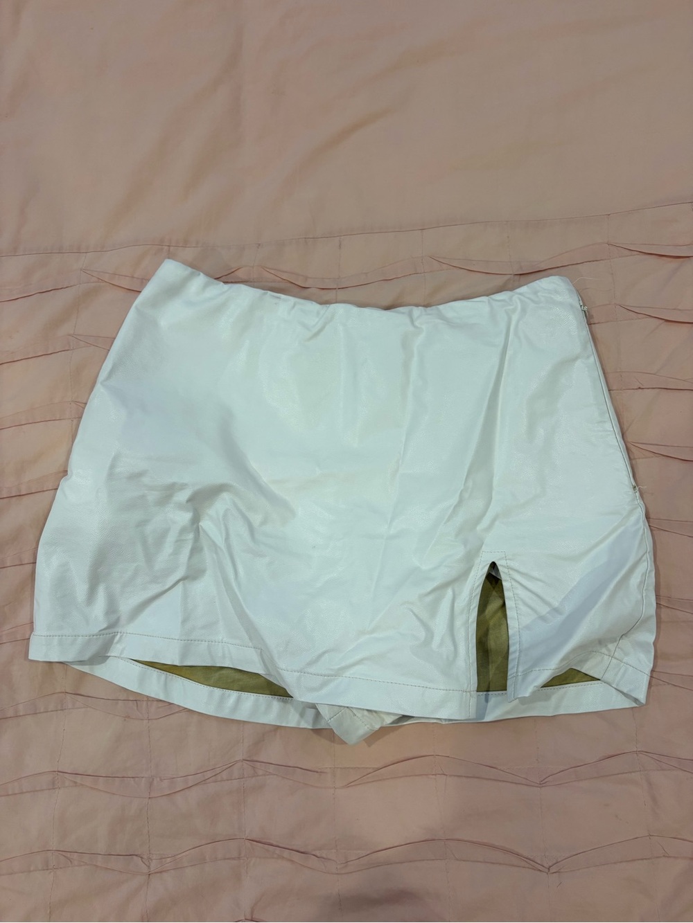 Women’s Leather White Going Out Skort with Side Vent